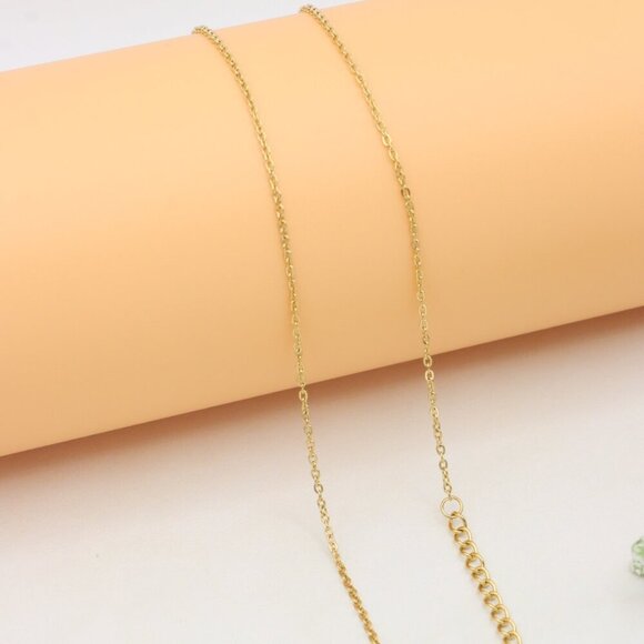 Golden Y-Shape Necklace with Drop Charm Adjustable Chain, XPNL0373 - Picture 10 of 12